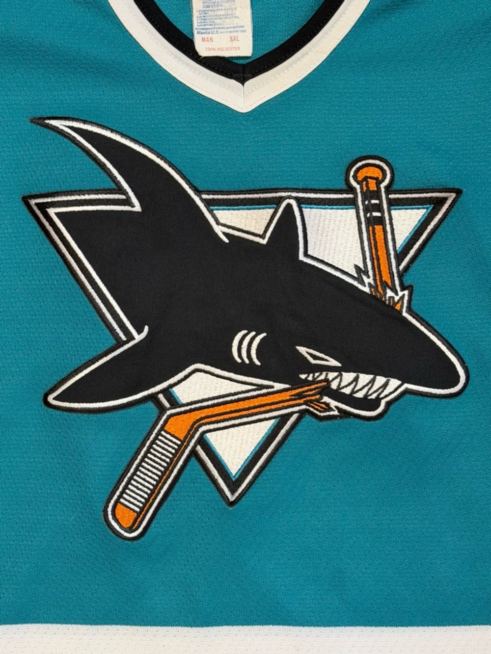 NHL Jersey San Jose Sharks CCM Maska Teal Black White Sz XXL Hockey Jersey VTG - Picture 3 of 11